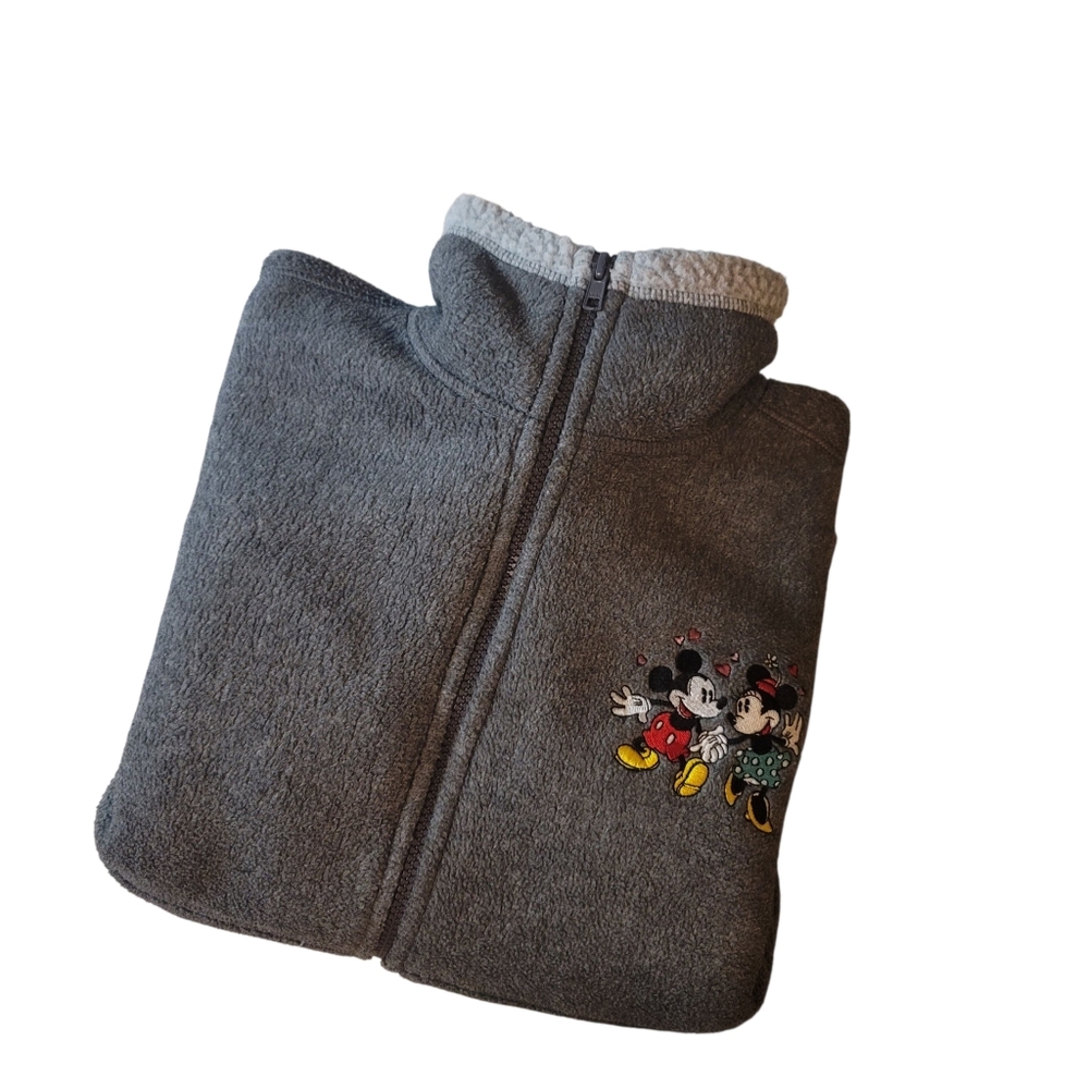 DISNEYLAND RESORT Womens Gray Fleece Jacket with Embroidered Characters SIZE (L) - Picture 8 of 8